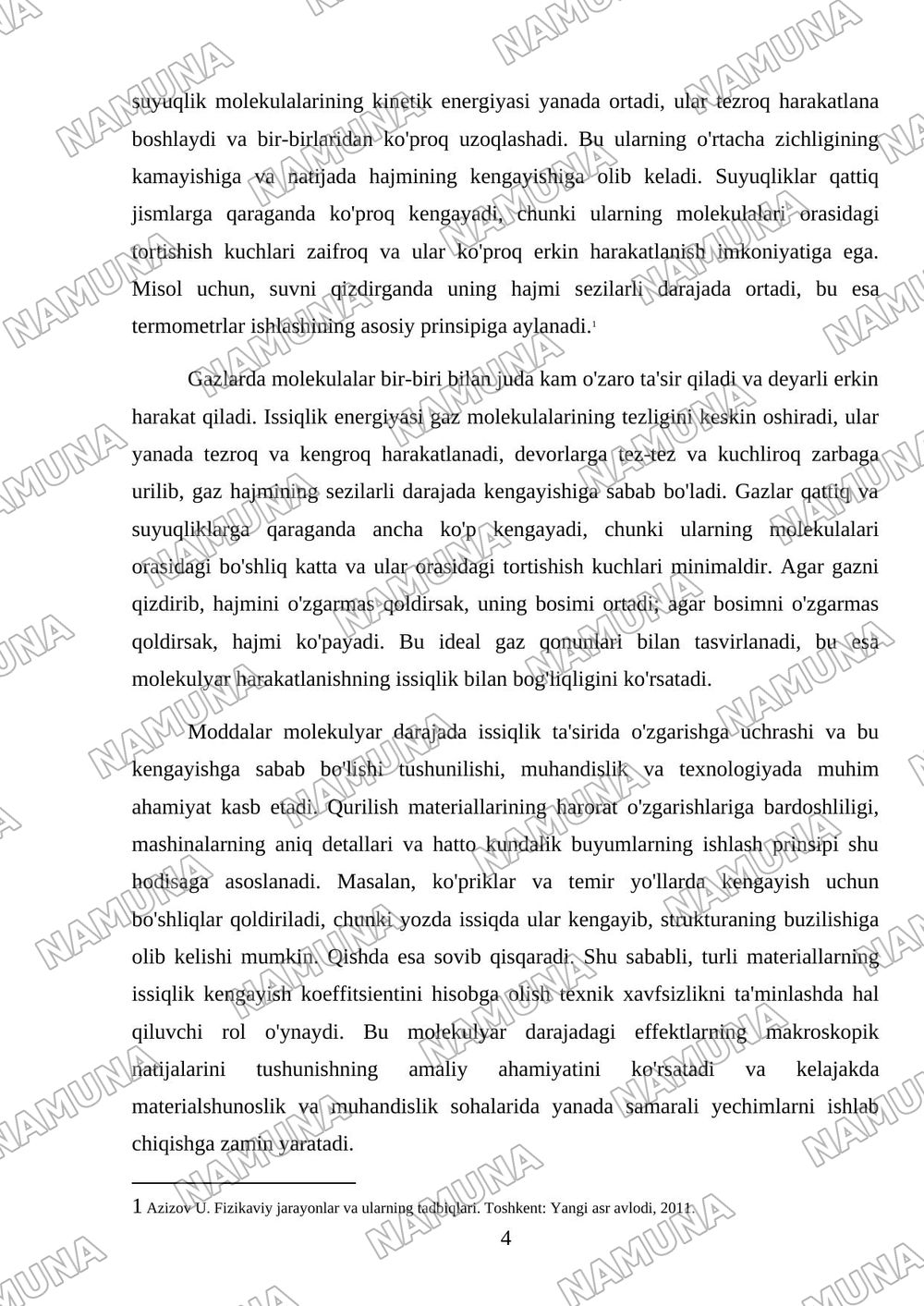 Materiallarning issiqlik kengayishi — mustaqil ish, 4-varaq