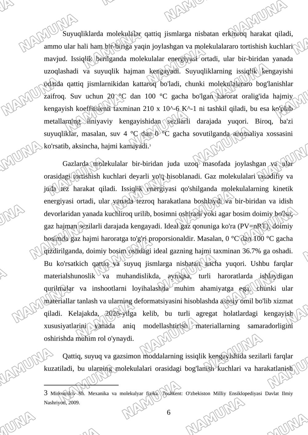 Materiallarning issiqlik kengayishi — mustaqil ish, 6-varaq