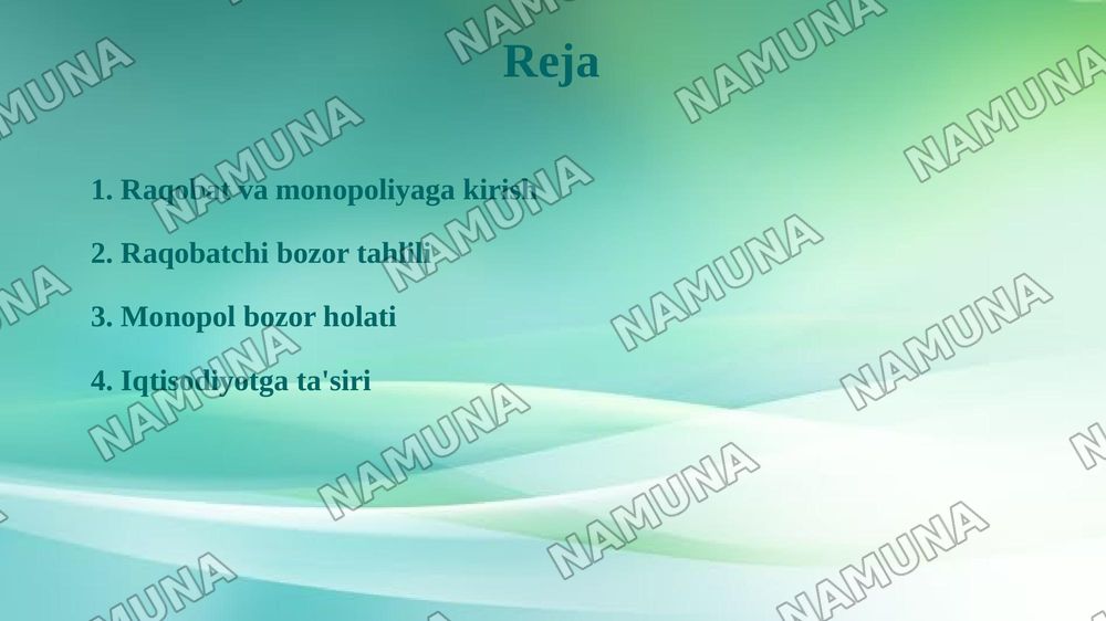 Raqobatdosh va monopolik iqtisodiyot — taqdimot, 2-slayd