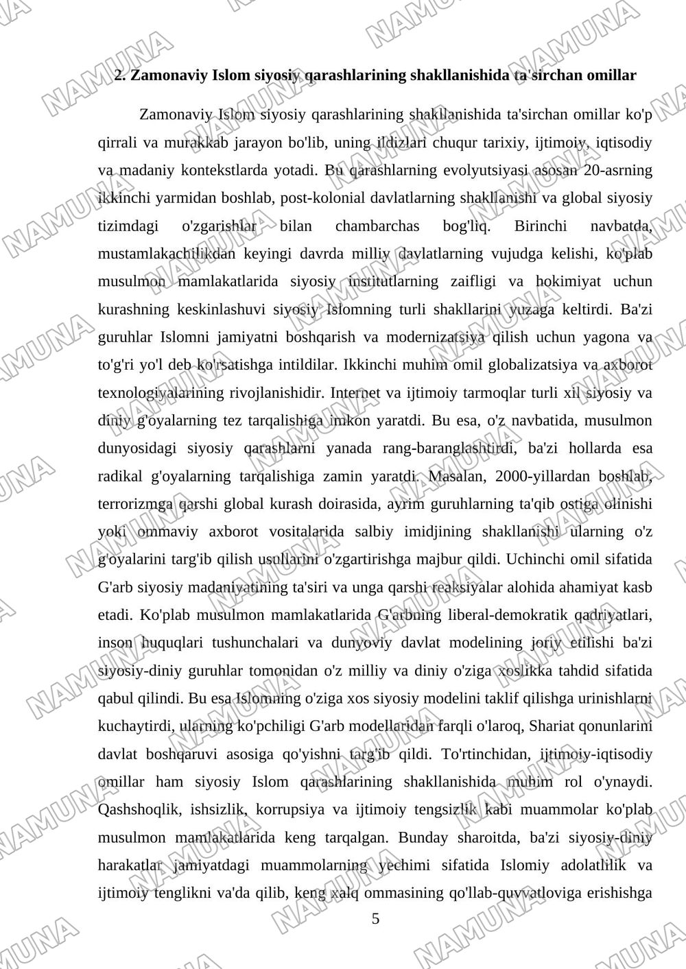 Islom siyosiy fikirlash taraqiyoti. Hisobot shakli-tarixiy-tahliliy konspekt. Shular assosida mustaqili ish — mustaqil ish, 5-varaq