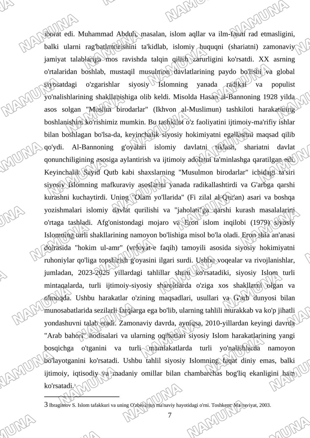 Islom siyosiy fikirlash taraqiyoti. Hisobot shakli-tarixiy-tahliliy konspekt. Shular assosida mustaqili ish — mustaqil ish, 7-varaq