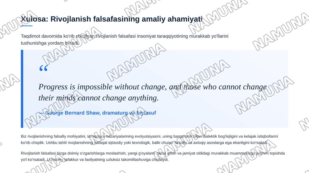 Rivojlanish falsafasi — zamonaviy taqdimot, 7-slayd