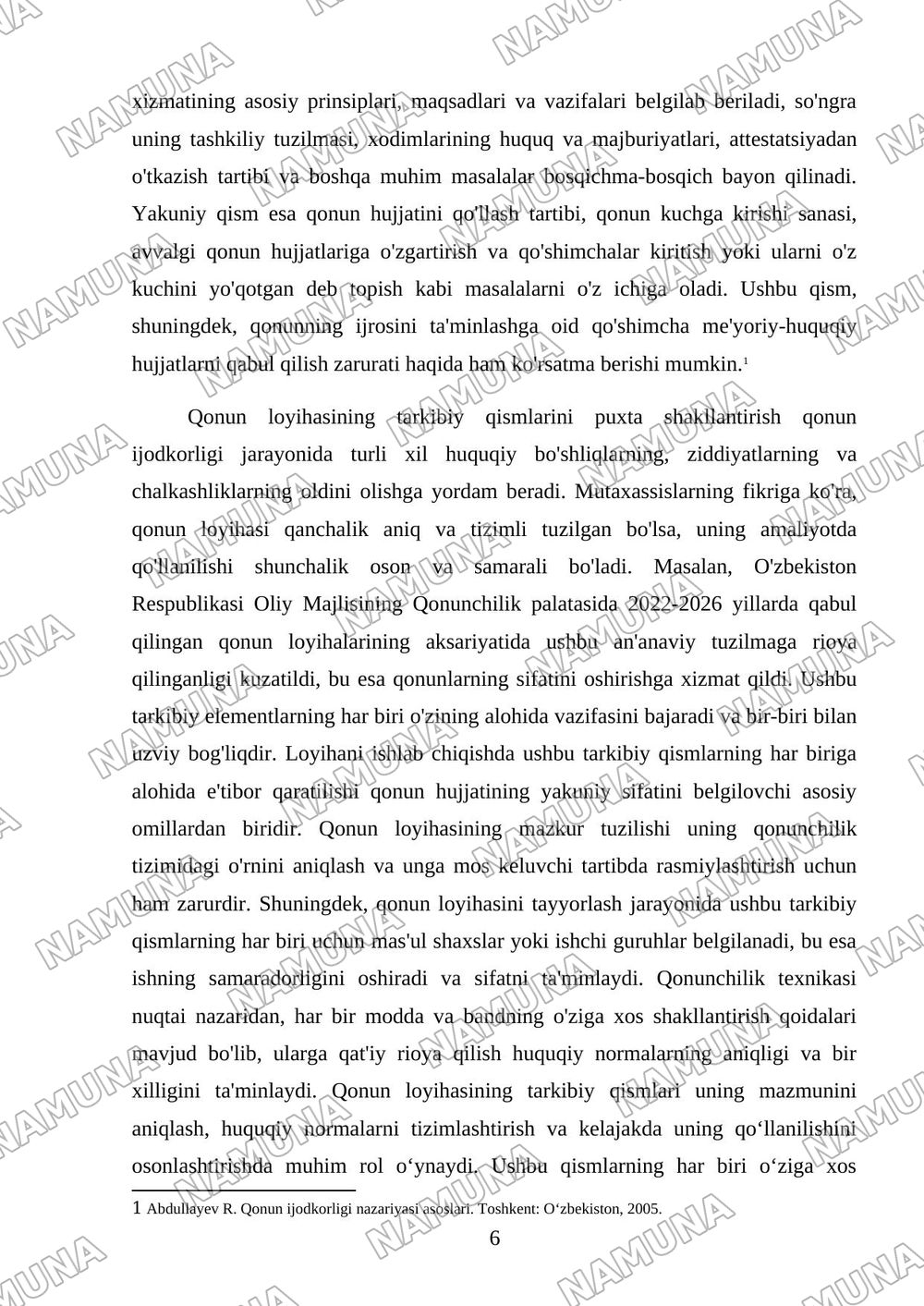 Qonunlarni qabul qilish va rasmiy elon qilish tartibi — kurs ishi, 6-varaq