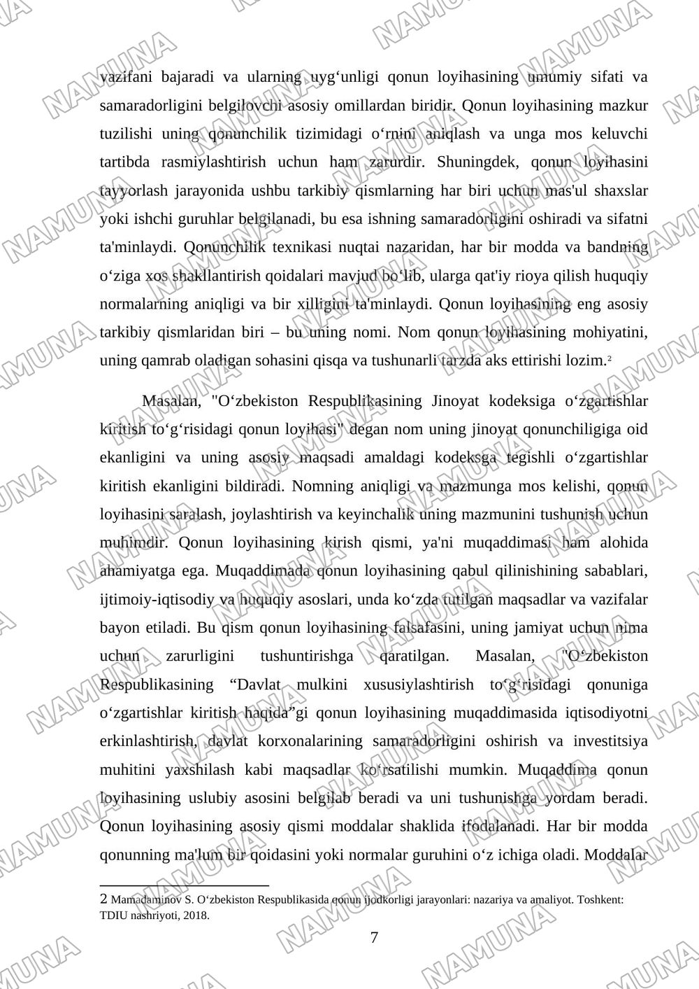 Qonunlarni qabul qilish va rasmiy elon qilish tartibi — kurs ishi, 7-varaq
