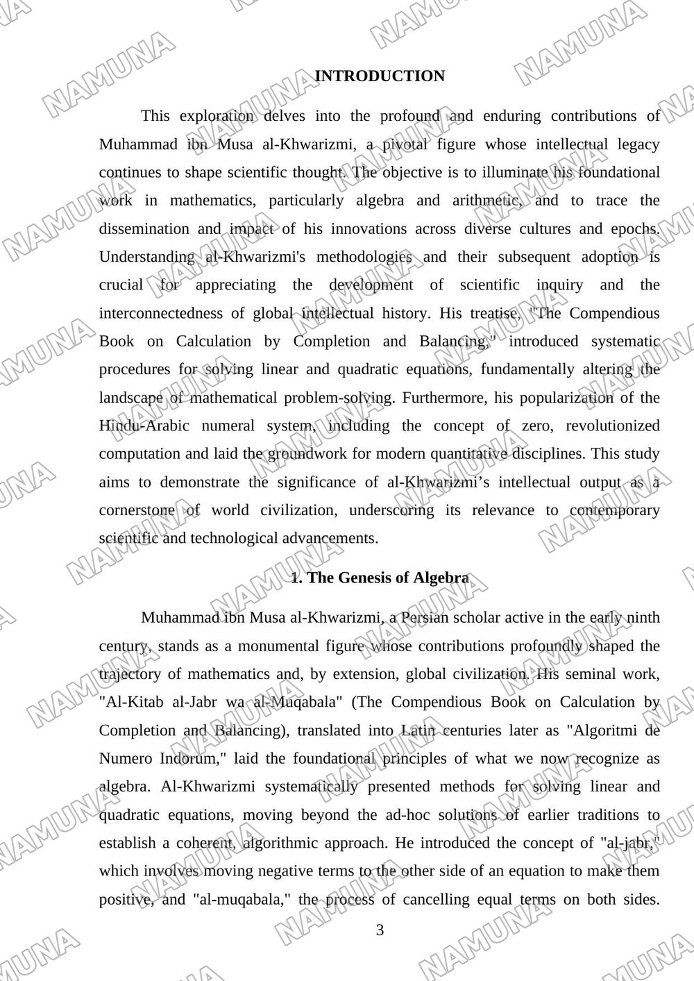 The Contribution of Muhammad al-Khwarizmi to World Civilization — mustaqil ish, 3-varaq