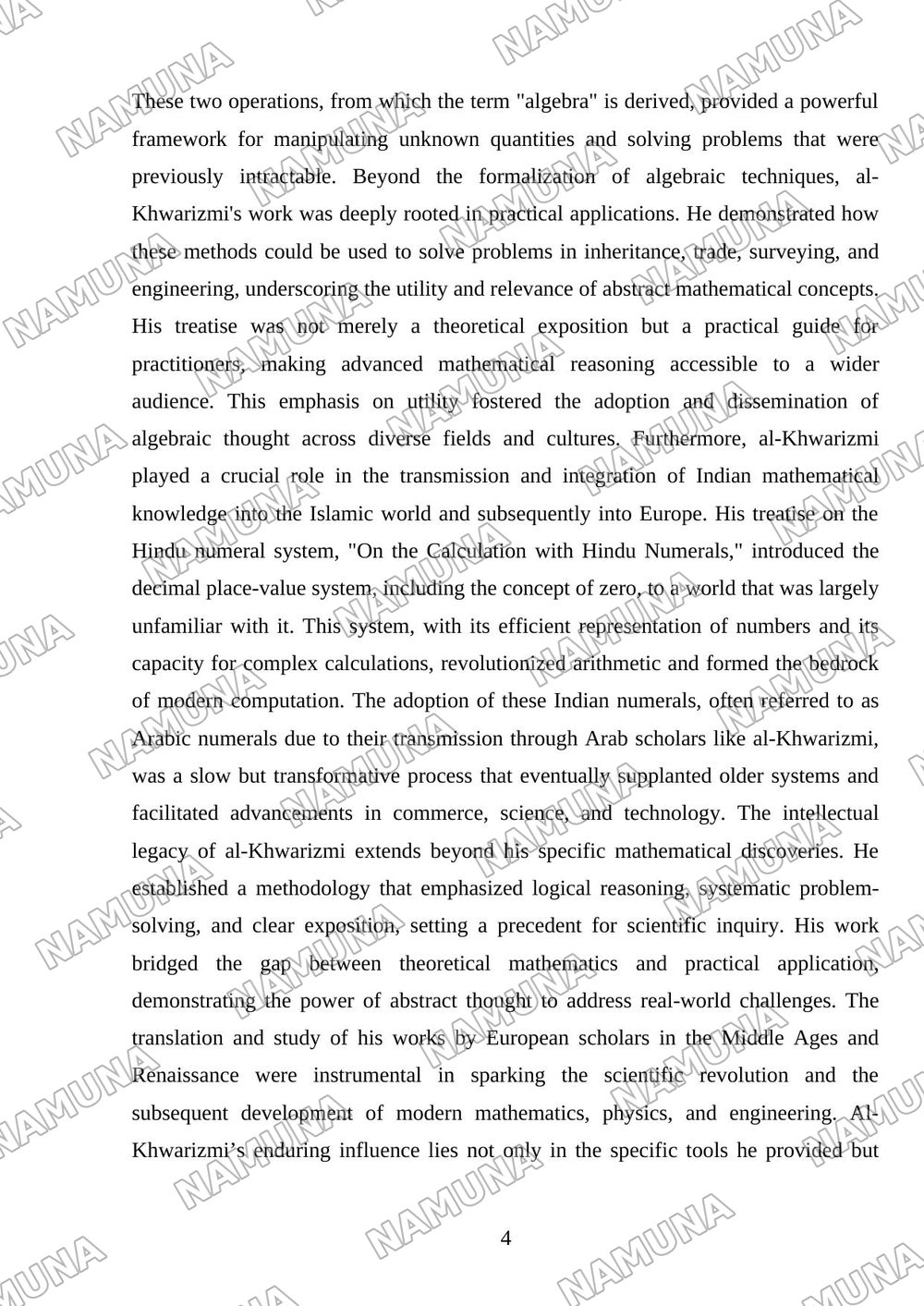 The Contribution of Muhammad al-Khwarizmi to World Civilization — mustaqil ish, 4-varaq