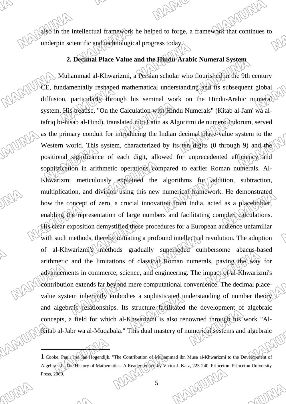 The Contribution of Muhammad al-Khwarizmi to World Civilization — mustaqil ish, 5-varaq