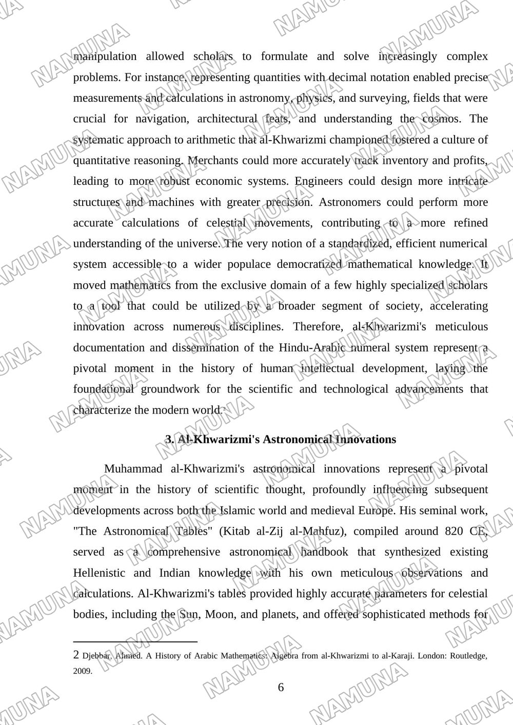 The Contribution of Muhammad al-Khwarizmi to World Civilization — mustaqil ish, 6-varaq