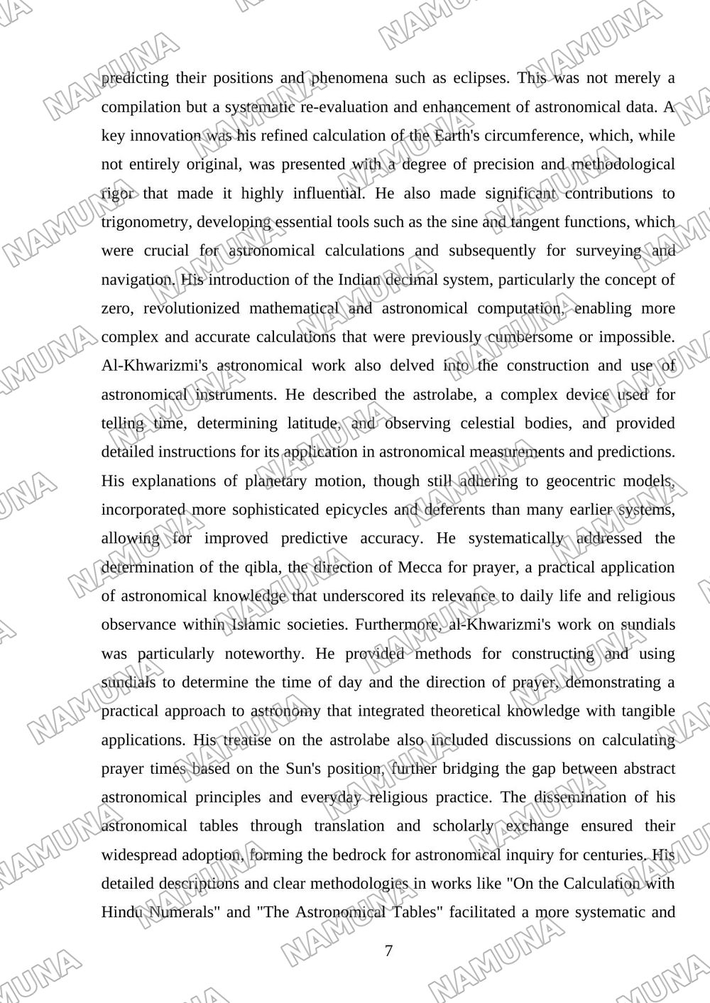 The Contribution of Muhammad al-Khwarizmi to World Civilization — mustaqil ish, 7-varaq