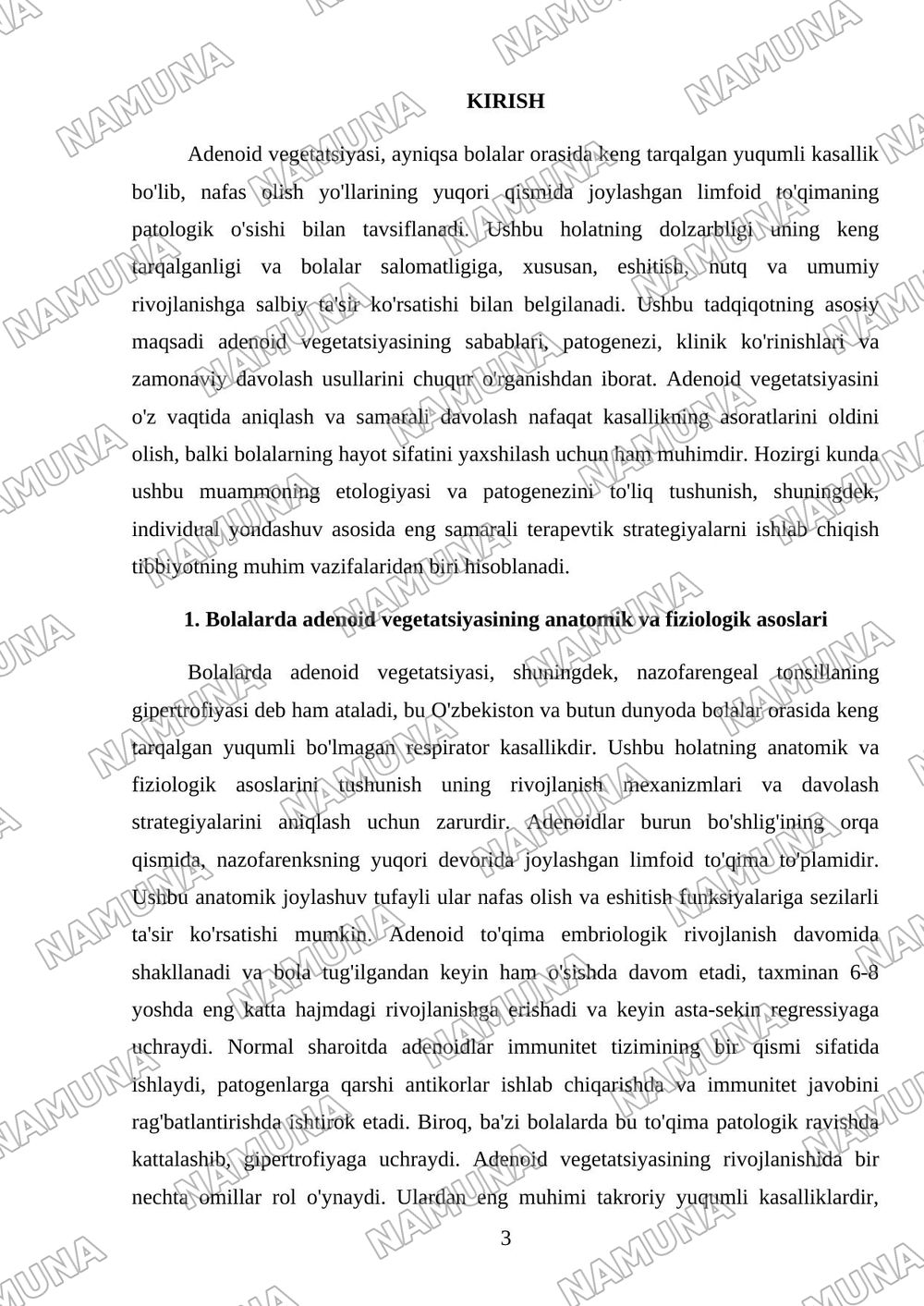 Adenoid vegetatsiyasi — mustaqil ish, 3-varaq