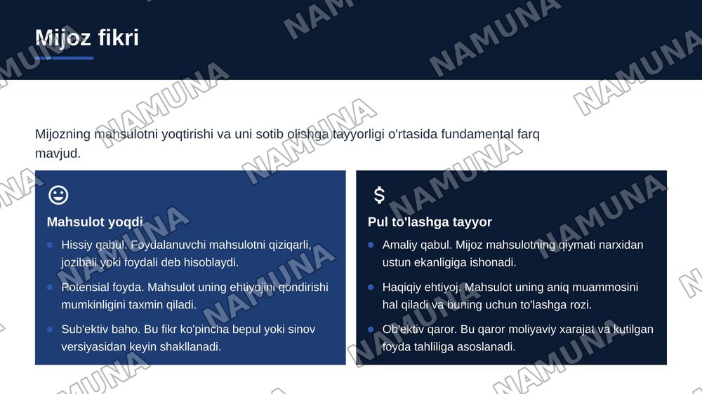 1.MVP yaratishdan asosiy maqsad nima? Nima uchun tadbirkor darhol mukammal mahsulot yaratmasligi kerak?
2.“Mijozga mahsulot yoqdi” va “mijoz mahsulot uchun pul to‘lashga tayyor” degan ikki fikr o‘rtasida qanday farq bor?
3.MVPni sinashda so‘rovnoma natijalariga to‘liq tayanish qanday xatolarga olib  — zamonaviy taqdimot, 4-slayd