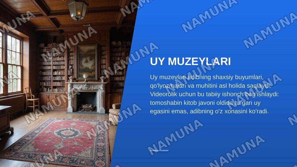 Oybek, G'ofur G'ulom, Zulfiya uy muzeylariga tashrif buyurish va adiblar faoliyati to'g'risida videoroliklar tayyorlash. — zamonaviy taqdimot, 3-slayd
