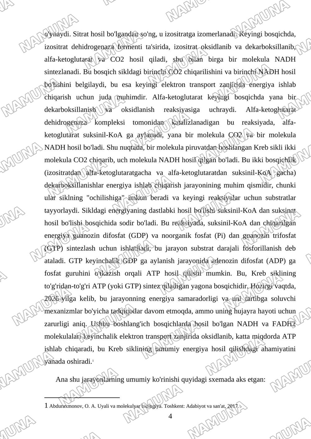 Krebs sikli katabalizm yo’llari — referat, 4-varaq