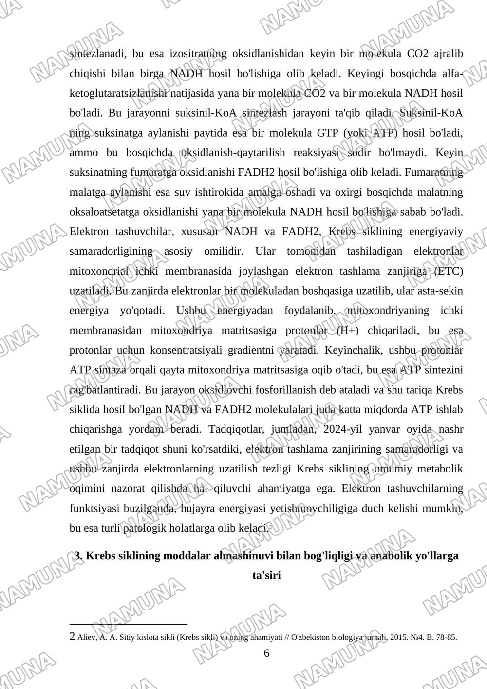 Krebs sikli katabalizm yo’llari — referat, 6-varaq