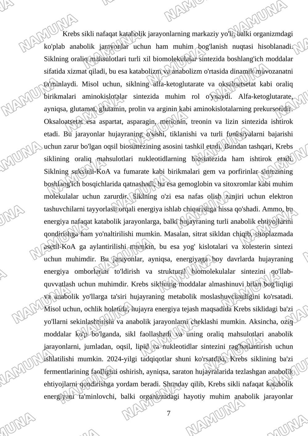 Krebs sikli katabalizm yo’llari — referat, 7-varaq