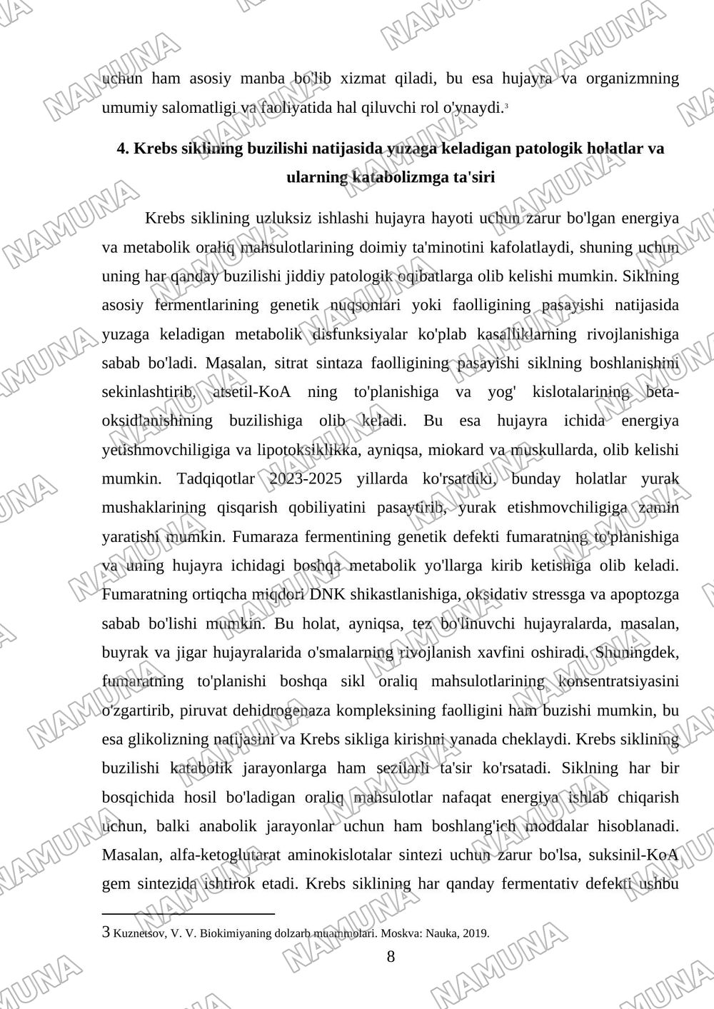 Krebs sikli katabalizm yo’llari — referat, 8-varaq