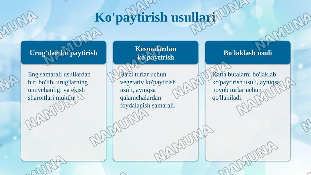 Qarshi vohasining sho'rlangan va qurg'oqchil tuproqlariga chidamli istiqbolli introdusent manzarali butalarni saralash va ko'paytirish texnologiyasi — taqdimot, 7-slayd