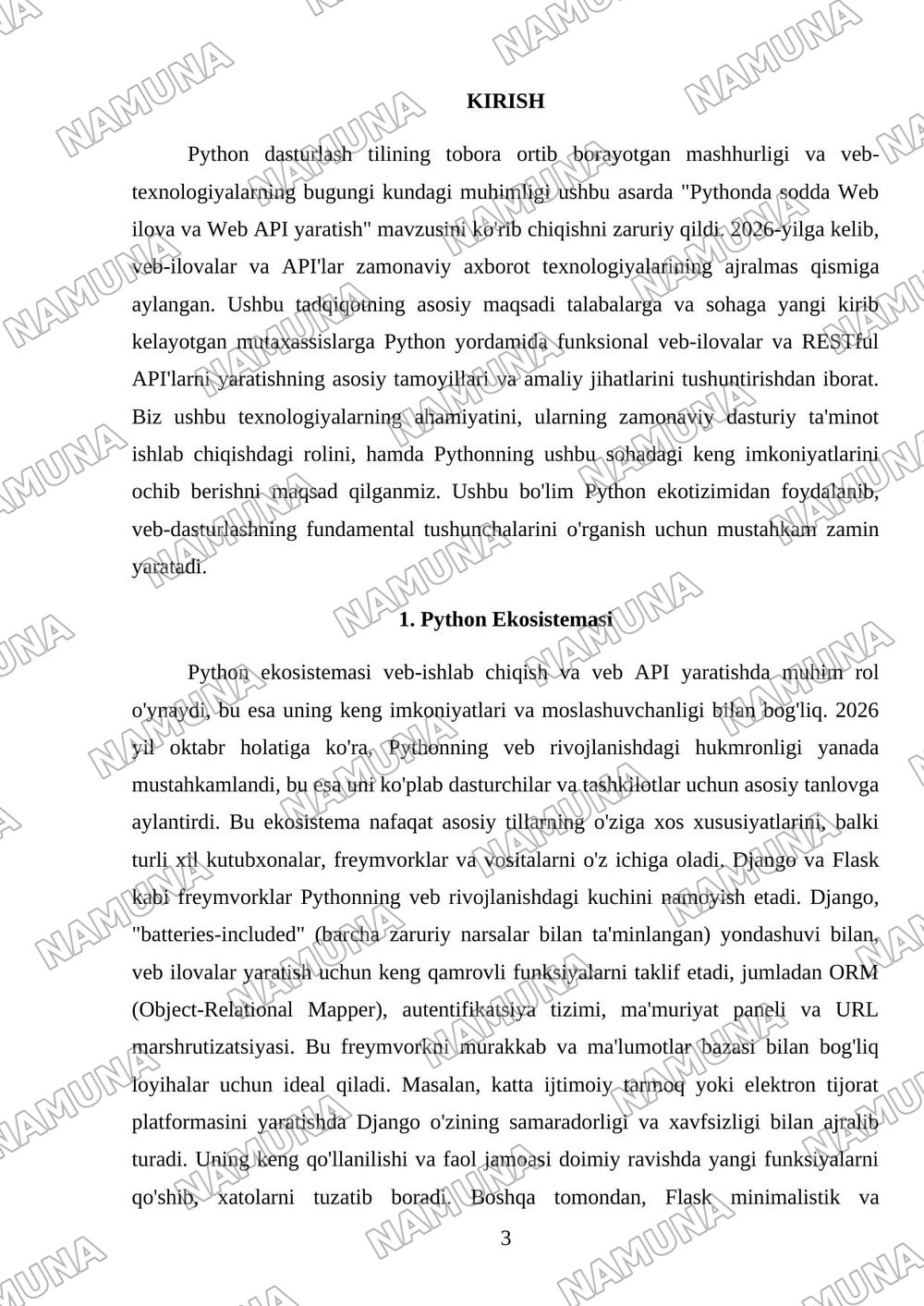 Pythonda sodda Web ilova va Web API yaratish — referat, 3-varaq