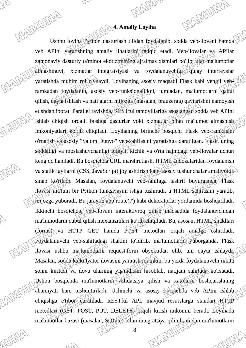 Pythonda sodda Web ilova va Web API yaratish — referat, 8-varaq