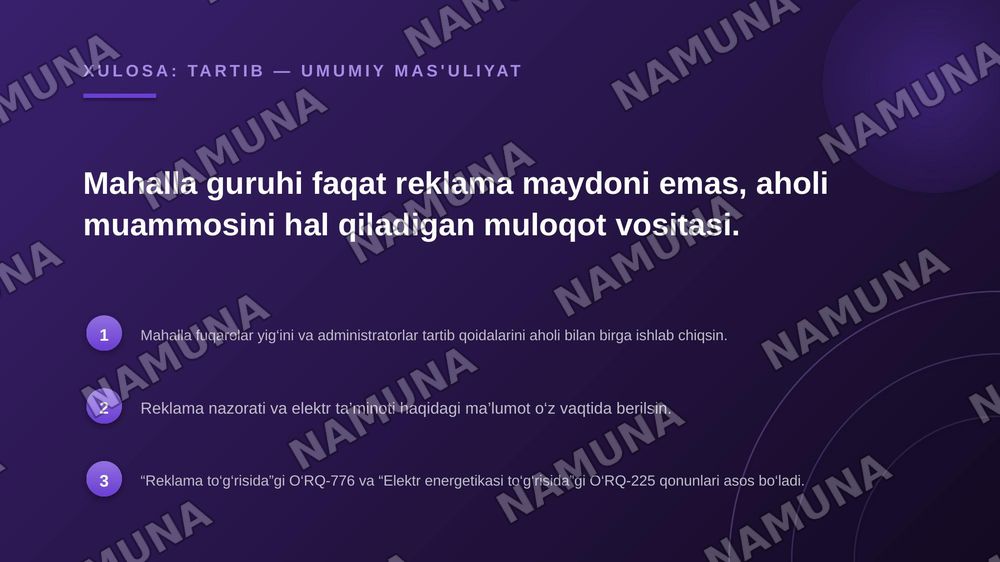 Mahalla chatidagi tartibsizliklar — zamonaviy taqdimot, 7-slayd