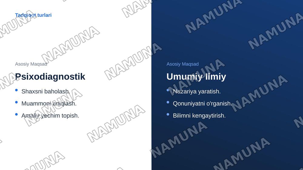1.Ilmiy psixodiagnostika bilan amaliy psixodiagnostikaning oʻzaro aloqasi
2. Psixodiagnostik tadqiqotlarning ilmiy tadqiqotlardan farqi
3. Psixologik tezlashtirishning etikaviy muamolari — zamonaviy taqdimot, 4-slayd