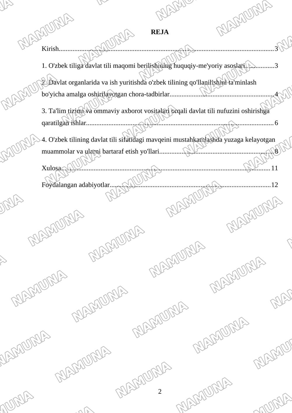Respublikamizda oʻzbek tilining davlat tili sifatidagi nufuzini oshirish boʻyicha qilinayotgan ishlar — mustaqil ish, 2-varaq