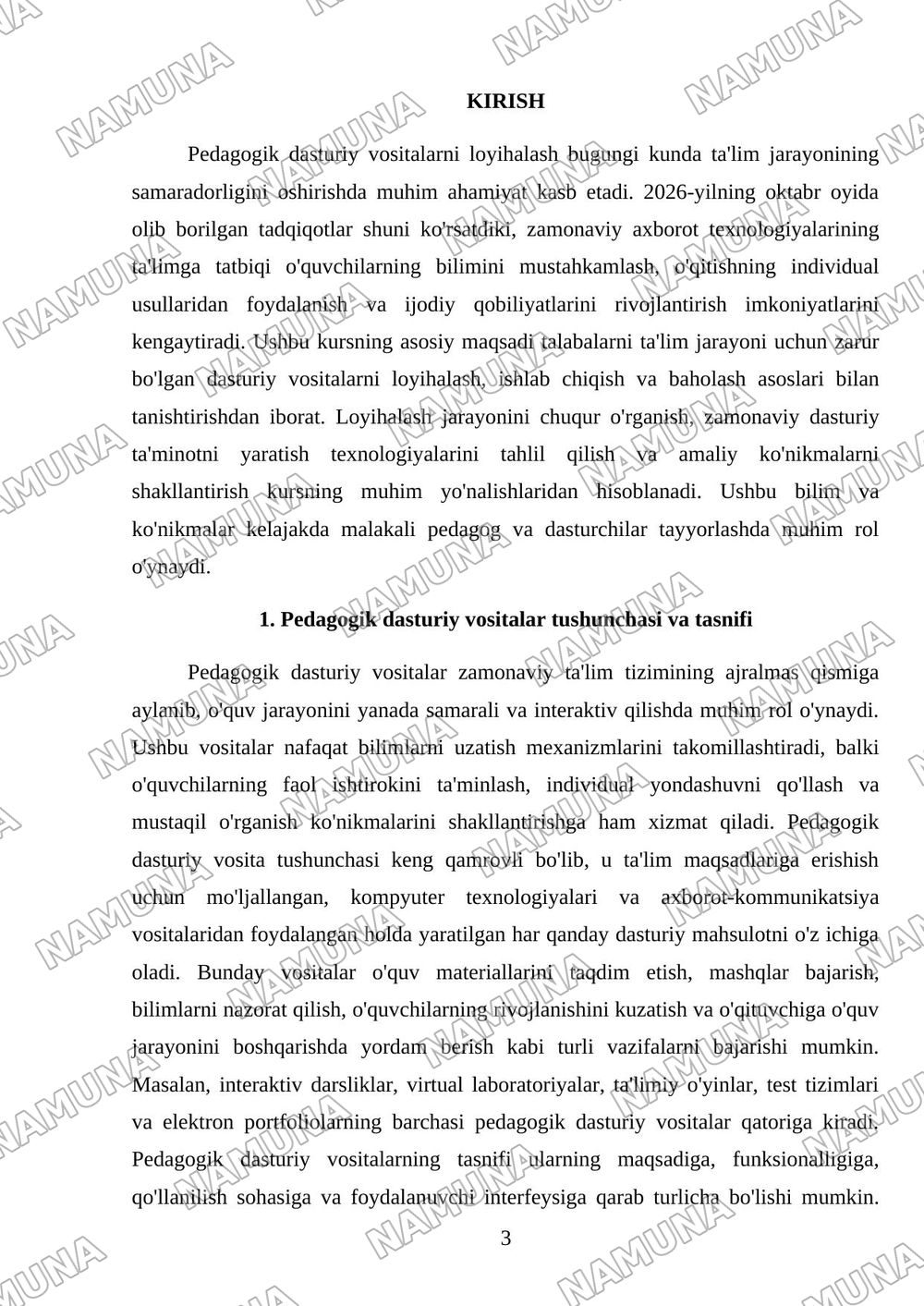 Pedagogik dasturiy vositalarni loyihalash — mustaqil ish, 3-varaq