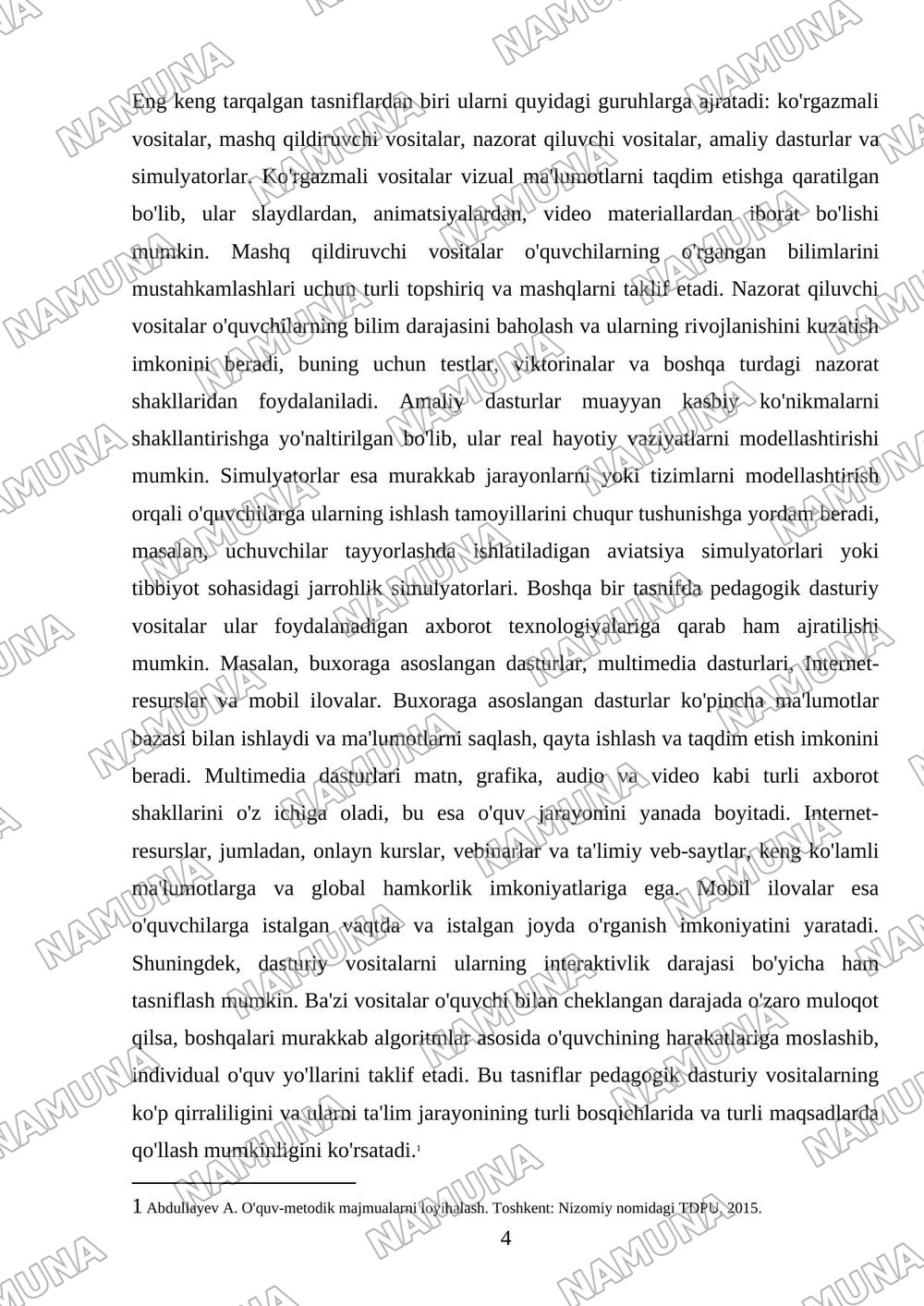 Pedagogik dasturiy vositalarni loyihalash — mustaqil ish, 4-varaq