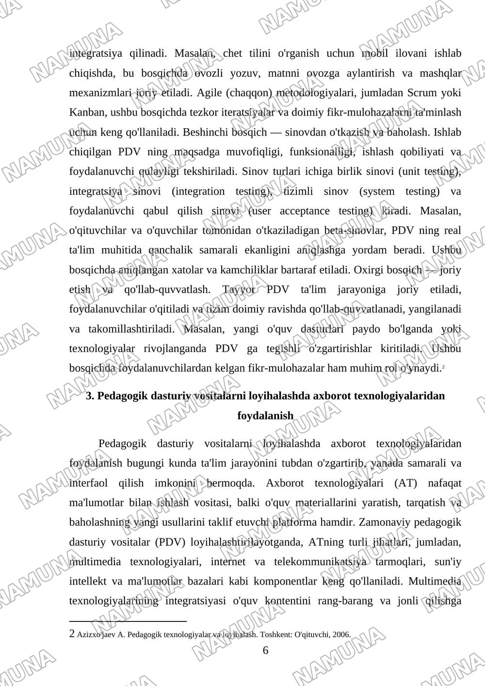 Pedagogik dasturiy vositalarni loyihalash — mustaqil ish, 6-varaq