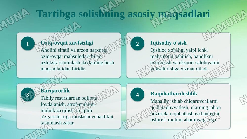 Qishloq xoʻjalik faoliyatini davlat tomonidan tartibga solish — taqdimot, 4-slayd