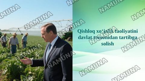 Qishloq xoʻjalik faoliyatini davlat tomonidan tartibga solish — taqdimot