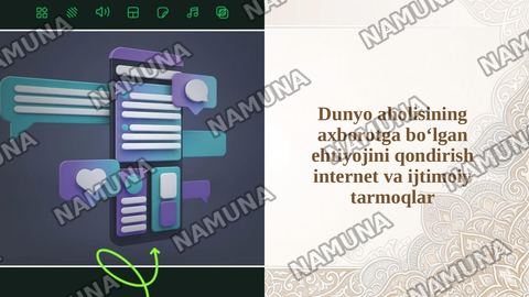 Dunyo aholisining axborotga boʻlgan ehtiyojini qondirish internet va ijtimoiy tarmoqlar — taqdimot