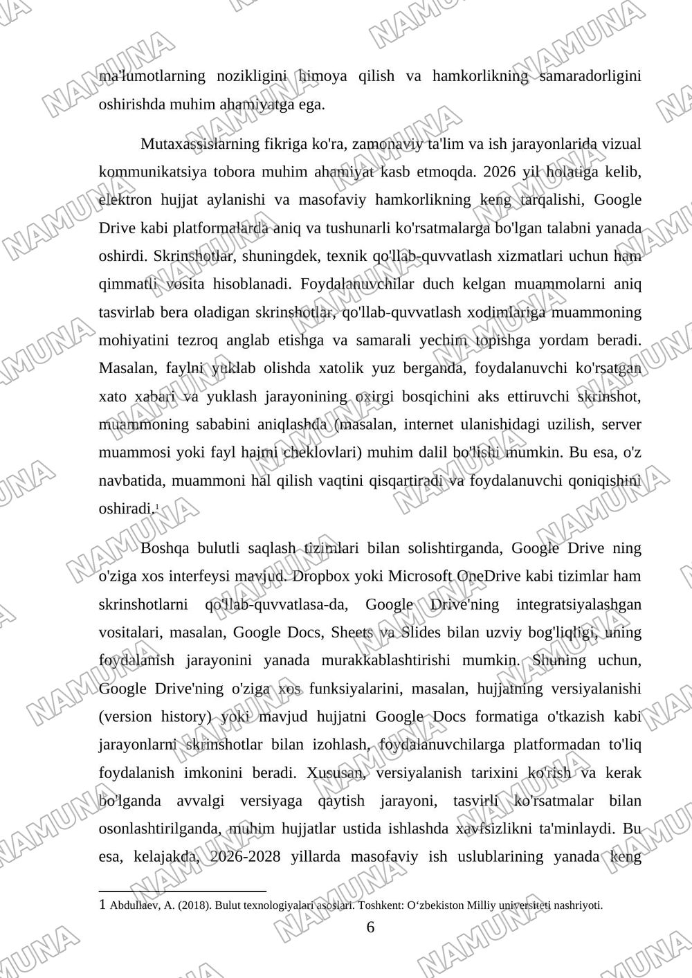 GoogleDrive Bulut tizimida ishlash — kurs ishi, 6-varaq