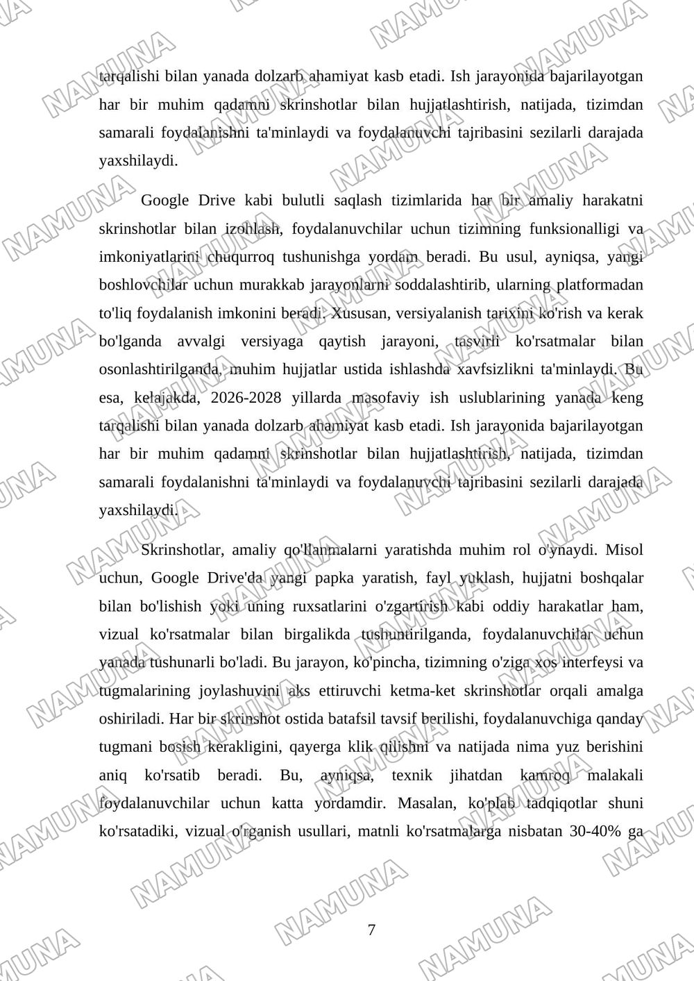 GoogleDrive Bulut tizimida ishlash — kurs ishi, 7-varaq