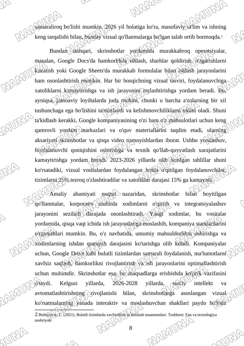 GoogleDrive Bulut tizimida ishlash — kurs ishi, 8-varaq
