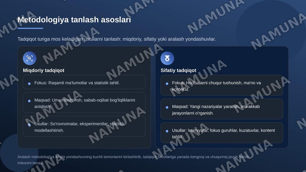 Tadqiqot rejasini ishlab chiqish — zamonaviy taqdimot, 8-slayd