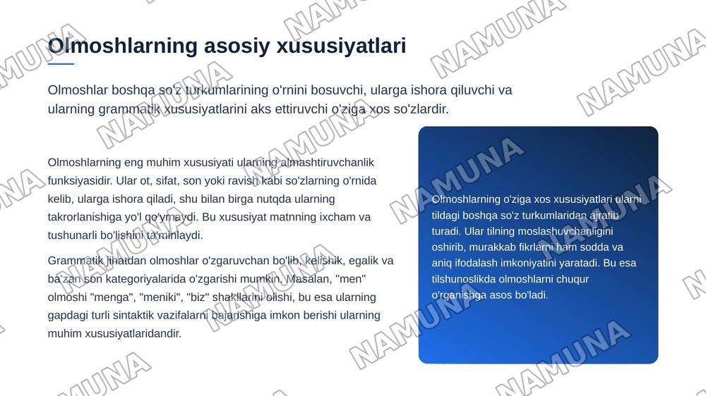 Olmosh sõz turkumi va uning ma'no guruhlari — zamonaviy taqdimot, 5-slayd