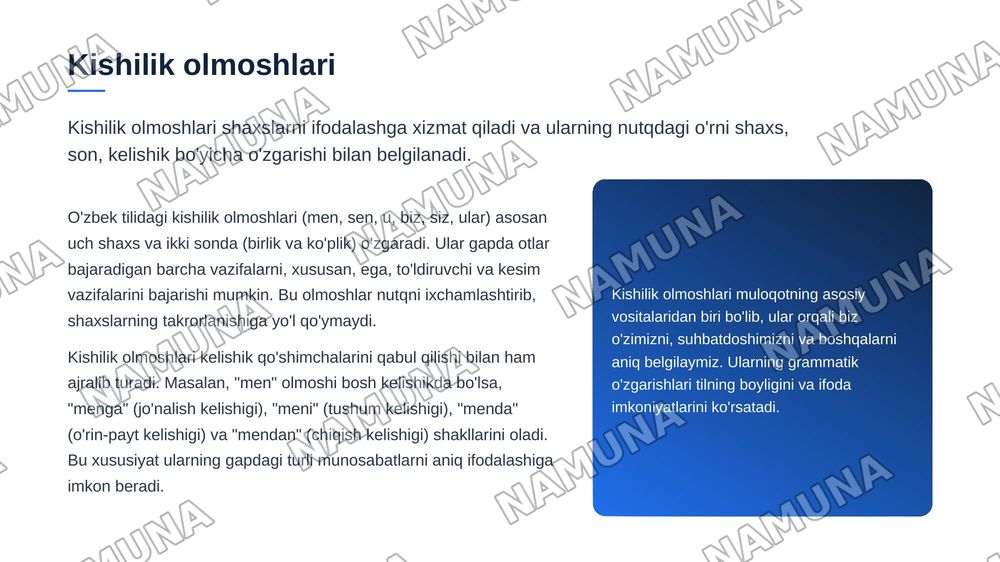 Olmosh sõz turkumi va uning ma'no guruhlari — zamonaviy taqdimot, 7-slayd