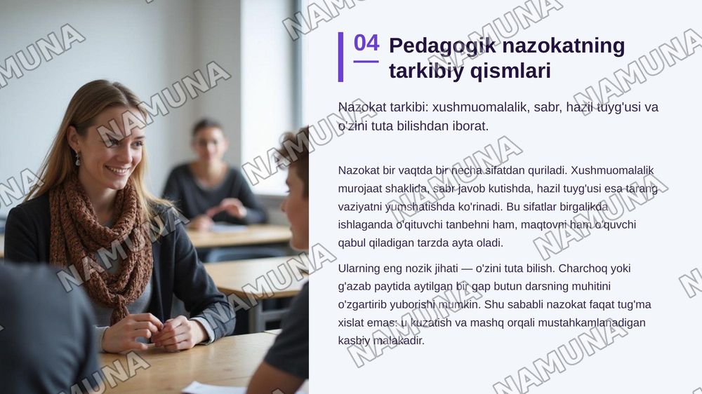 O'qituvchining kasbiy vaziyatlarida pedagogik nazokat — zamonaviy taqdimot, 5-slayd