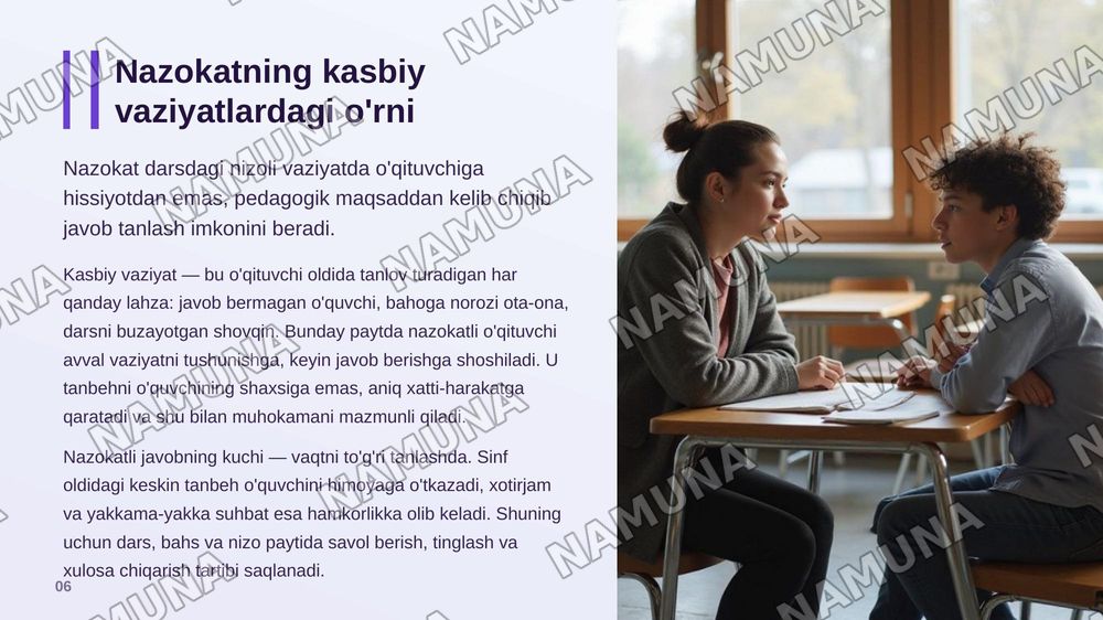 O'qituvchining kasbiy vaziyatlarida pedagogik nazokat — zamonaviy taqdimot, 7-slayd