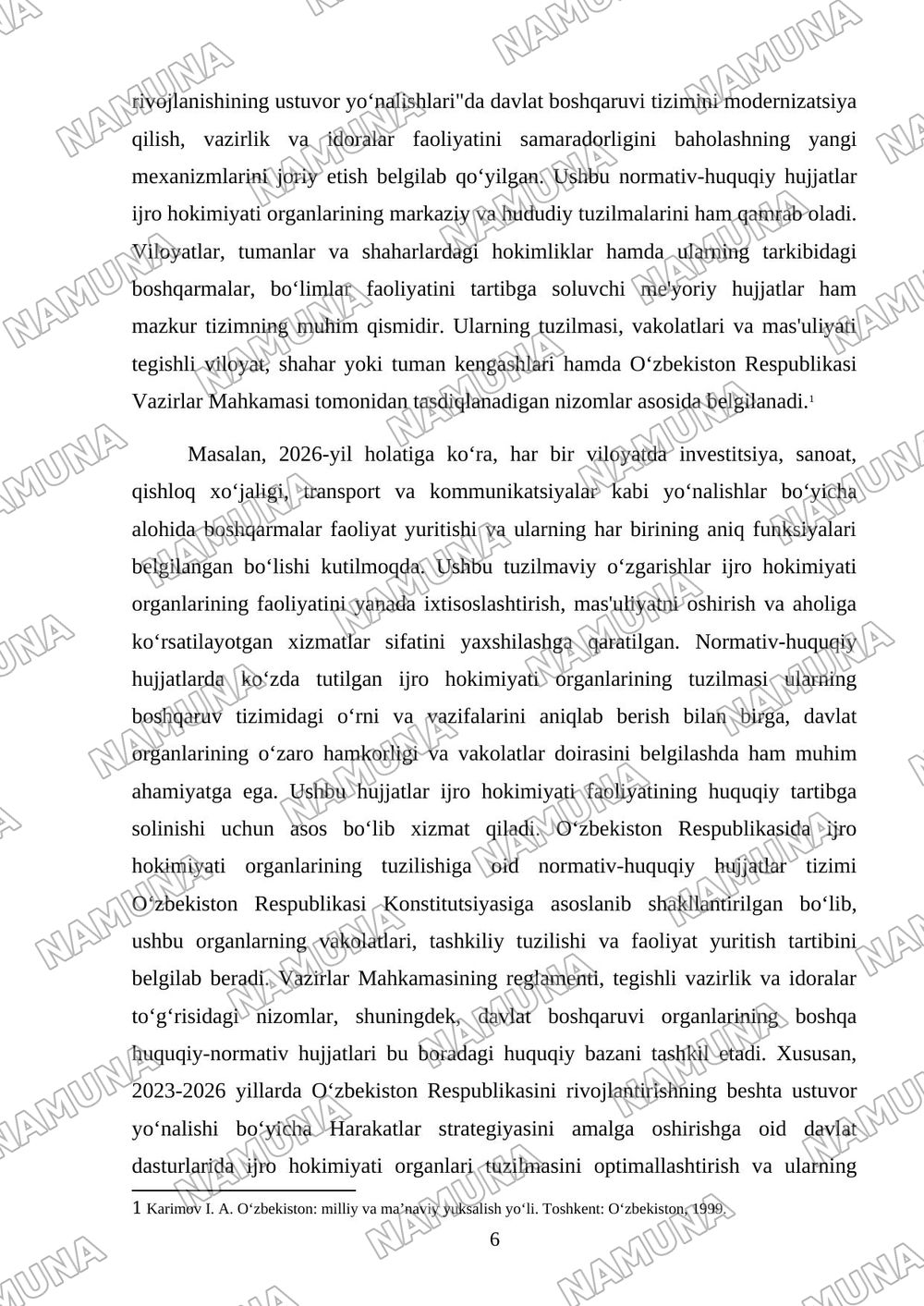 Ijro hokimyatining hududiy o’rginlar tizimi — kurs ishi, 6-varaq