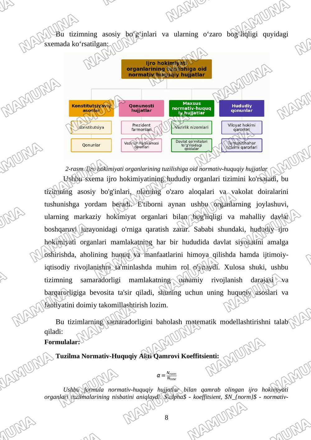 Ijro hokimyatining hududiy o’rginlar tizimi — kurs ishi, 8-varaq