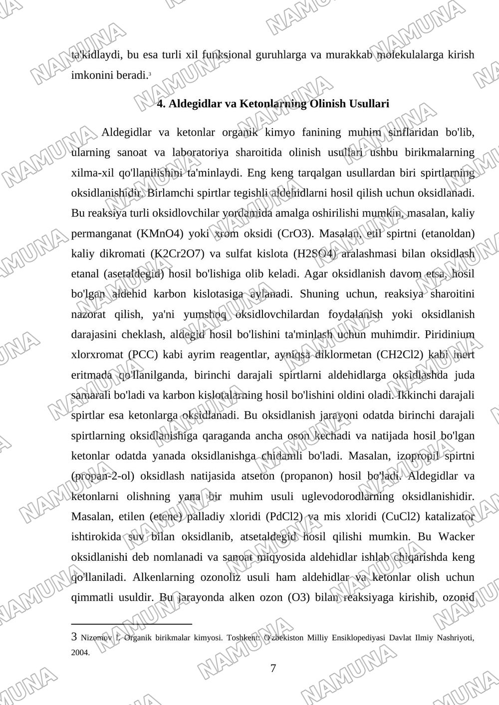 Aldegidlar va ketonlar — mustaqil ish, 7-varaq
