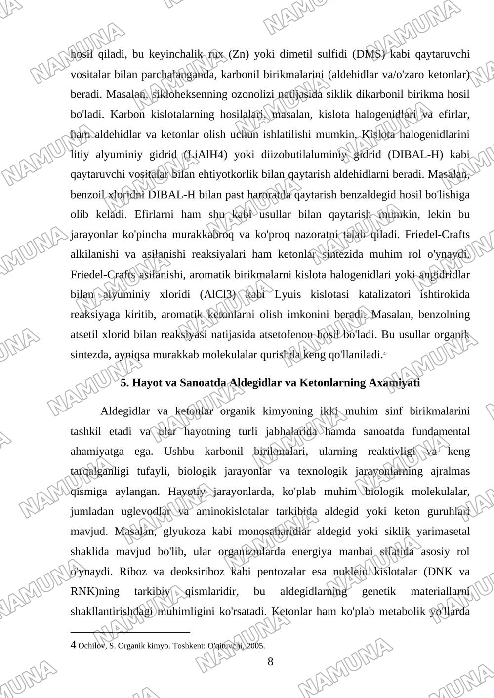 Aldegidlar va ketonlar — mustaqil ish, 8-varaq