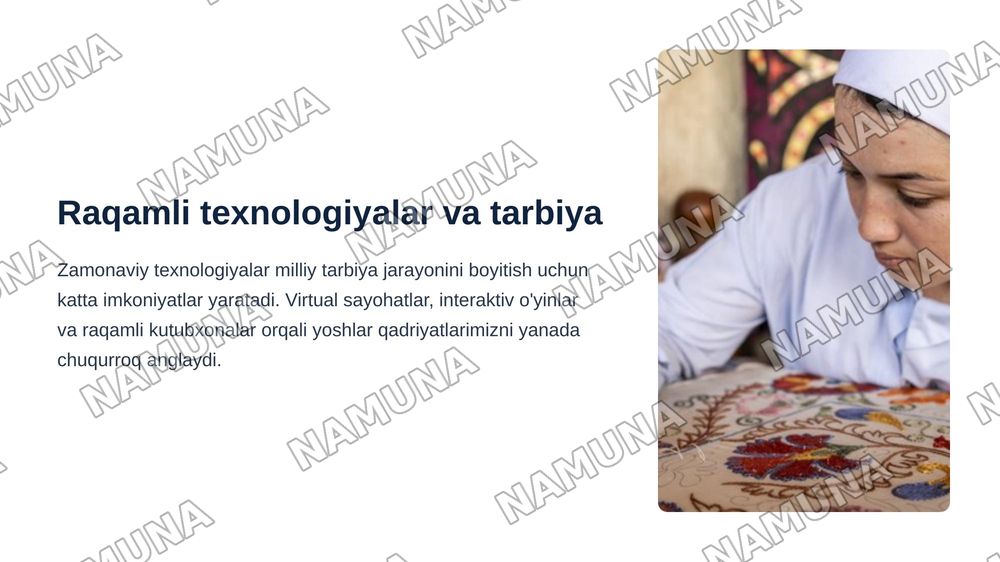 Milliy tarbiyaning mazmuni va uni takomillashtirish — zamonaviy taqdimot, 8-slayd