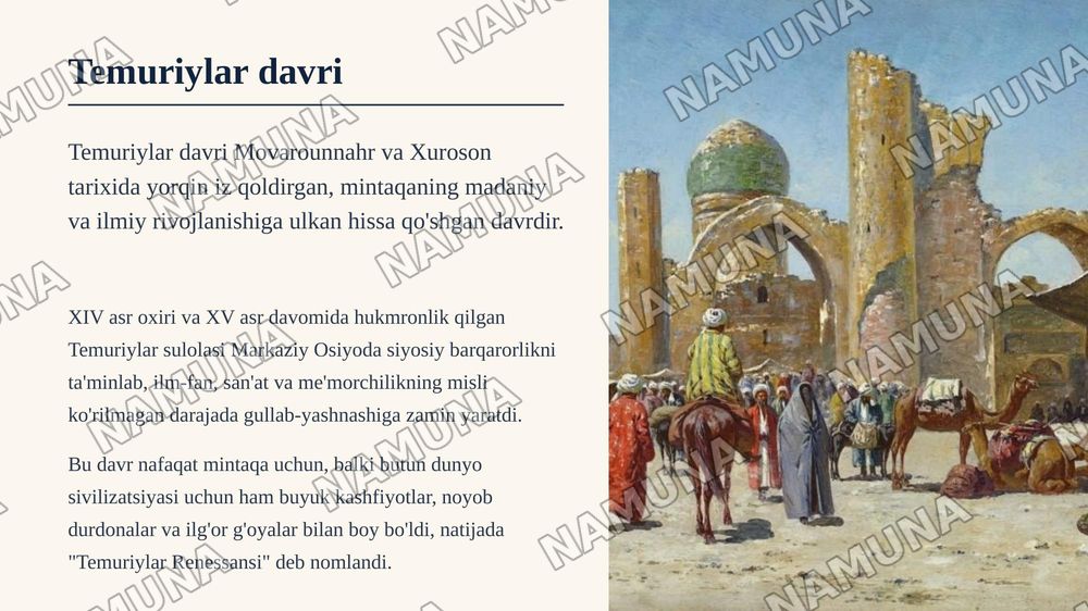 Temuriylar davrida Movarounnahr va Xuroson — zamonaviy taqdimot, 3-slayd