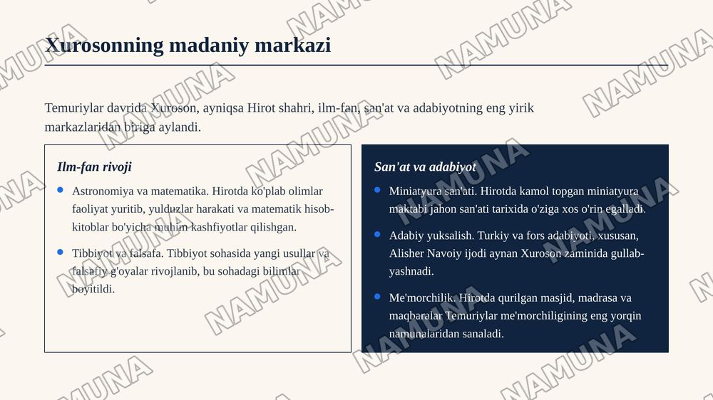 Temuriylar davrida Movarounnahr va Xuroson — zamonaviy taqdimot, 6-slayd