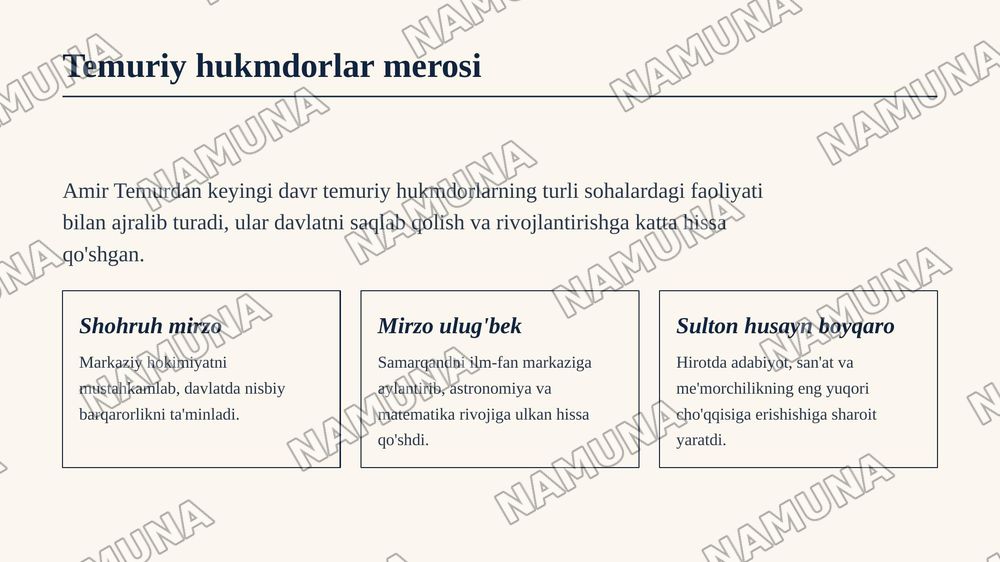 Temuriylar davrida Movarounnahr va Xuroson — zamonaviy taqdimot, 8-slayd