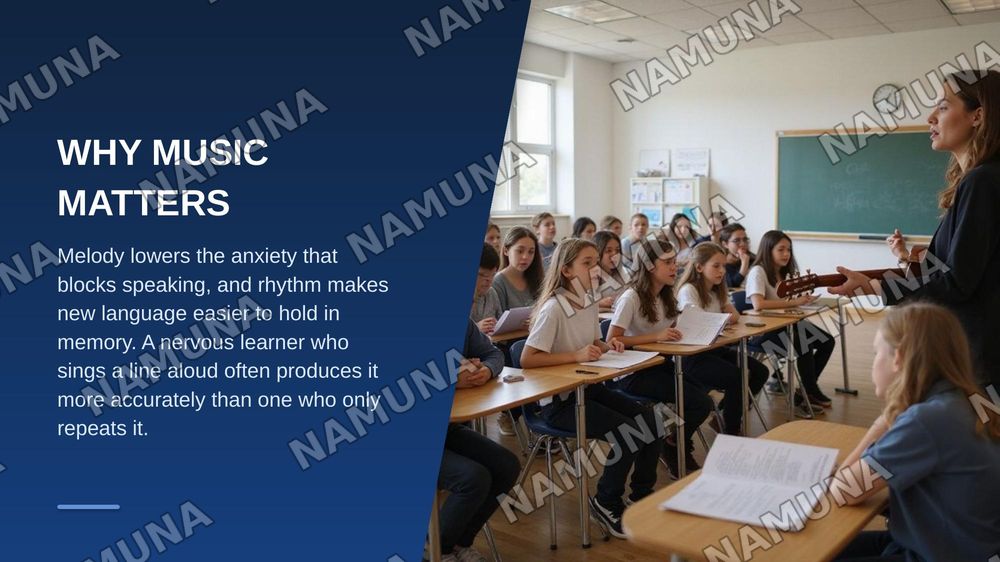 Incorporating music in language learning.
What role can songs and rhymes play in developing listening, speaking, and vocabulary skills? — zamonaviy taqdimot, 3-slayd