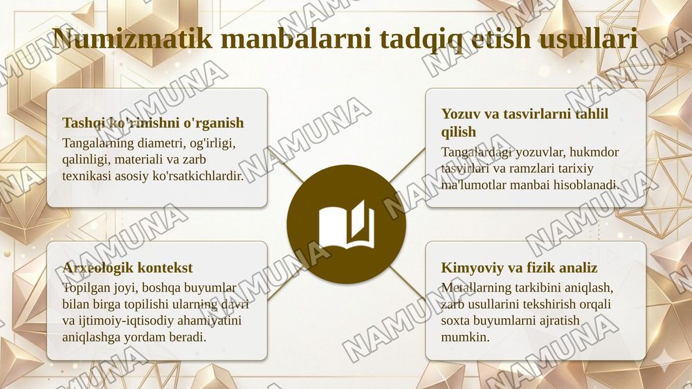 Numizmatik manbalar va ullarni tadqiq etish usullari — taqdimot, 6-slayd